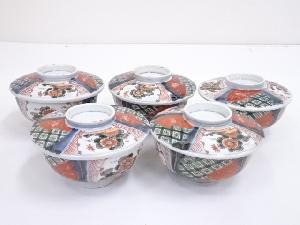 明治期　伊万里焼　錦手蒸茶碗5客